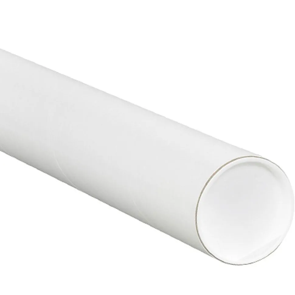 4" x 42" - White Mailing Tubes with Cap, 15/Case | Unbranded Cheap