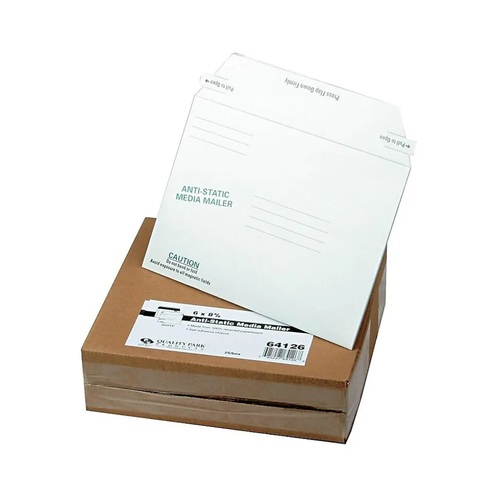 6" x 8.63" Peel & Seal Fiberboard Mailers, CD/DVD, 25/Box (QUA64126) | Quality Park New