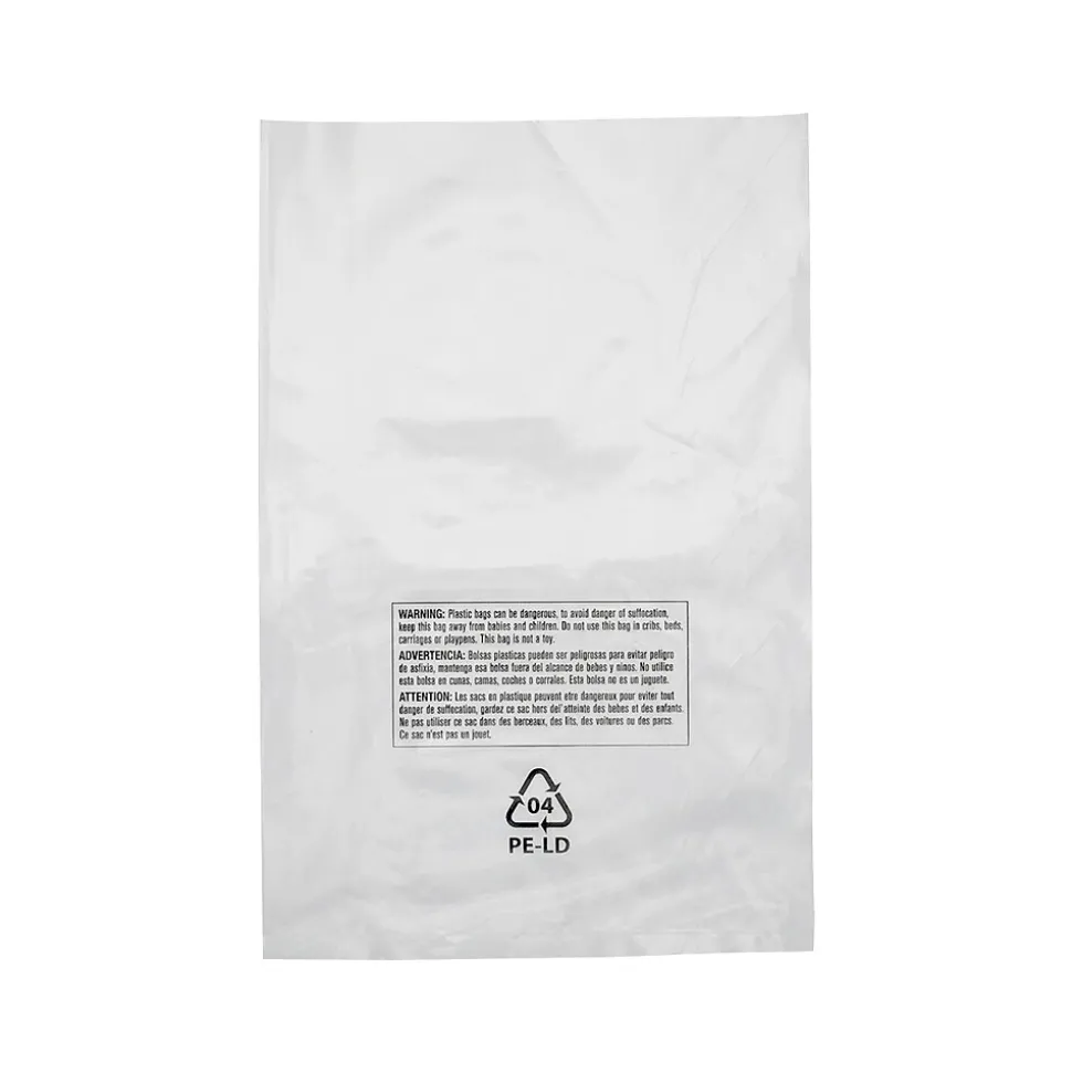 10" x 15" Suffocation Warning Layflat Poly Bags, 2 Mil, Clear, 1000/Carton (16115) | Laddawn Best Sale