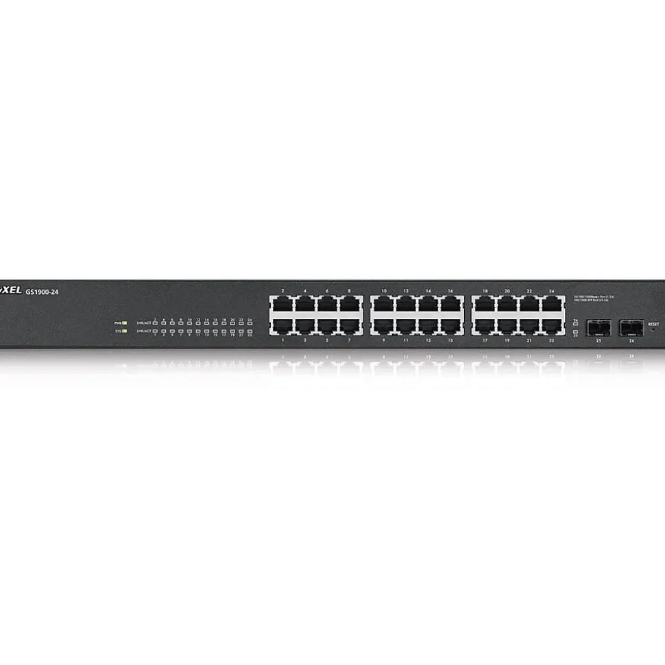 GS1900-24 24-Port Gigabit Ethernet Managed Switch, 10/100/1000 Mbps, Black (GS190024) | ZyXEL Best Sale