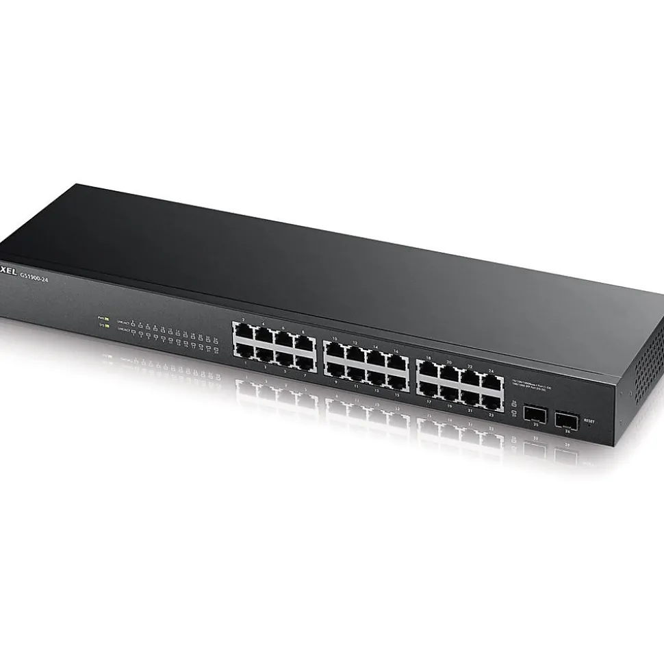 GS1900-24 24-Port Gigabit Ethernet Managed Switch, 10/100/1000 Mbps, Black (GS190024) | ZyXEL Best Sale
