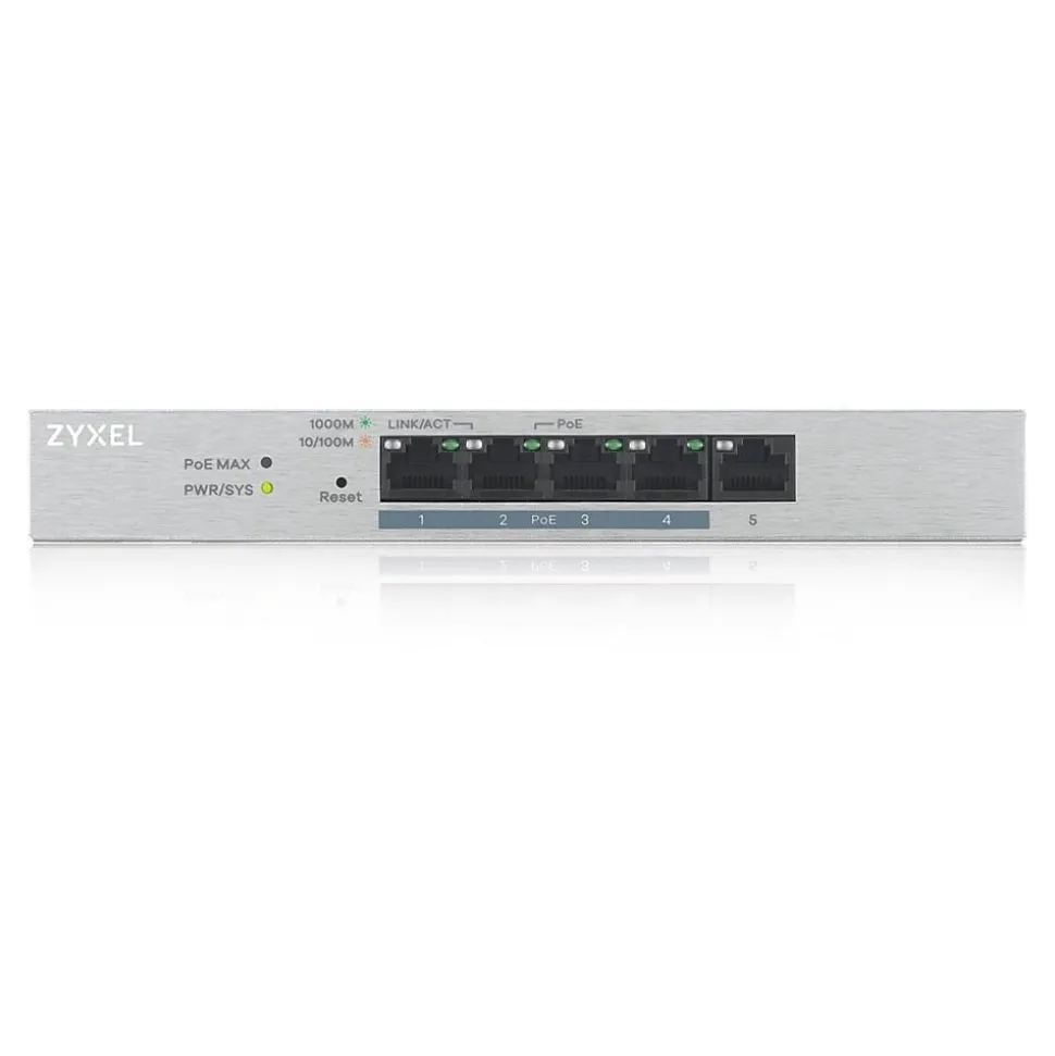 GS1200-5HPv2 Managed 5-Port Gigabit PoE+ Desktop Ethernet Switch, Gray | ZyXEL Shop