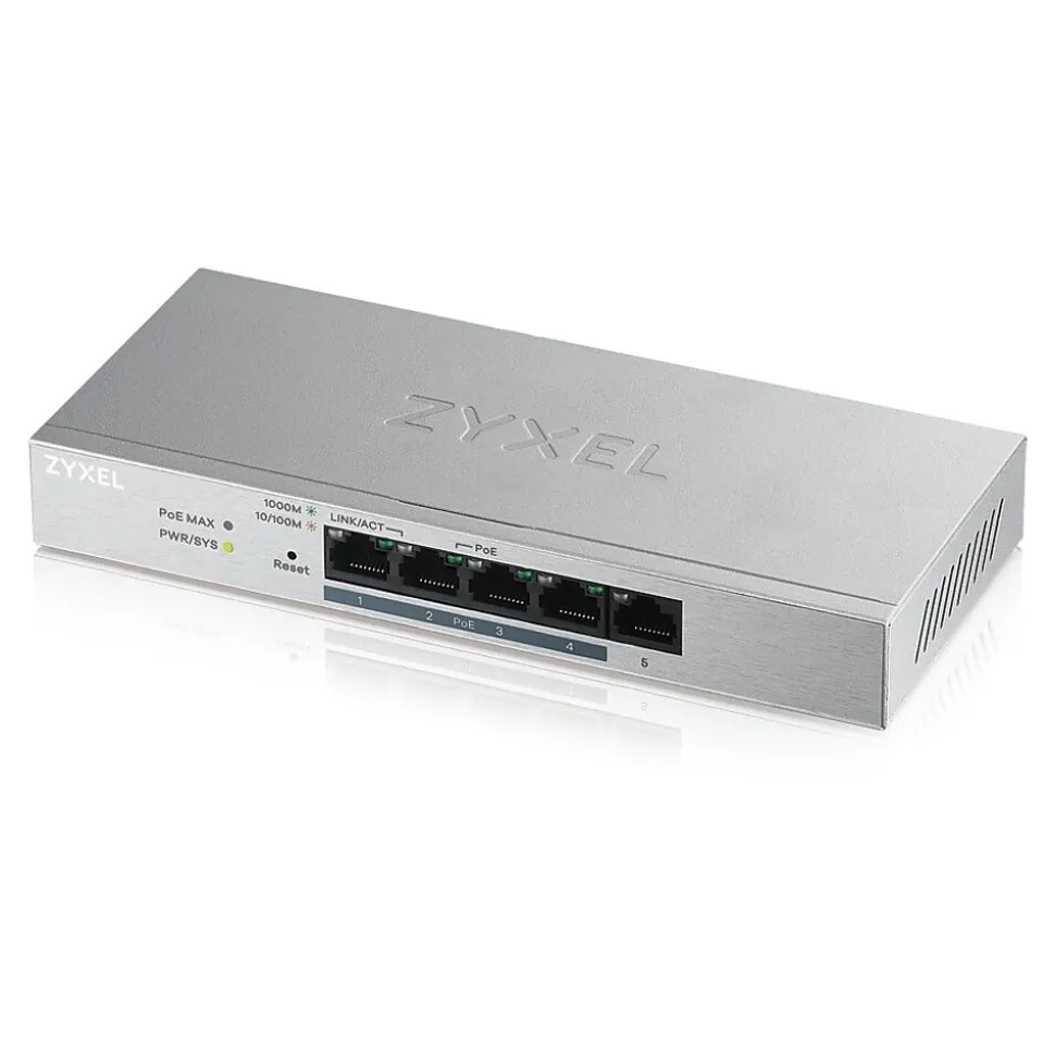 GS1200-5HPv2 Managed 5-Port Gigabit PoE+ Desktop Ethernet Switch, Gray | ZyXEL Shop